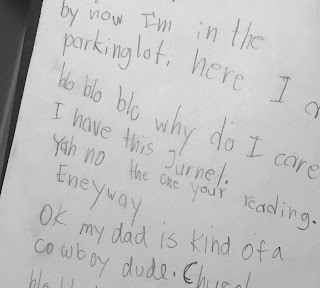 Old journal with handwritten childhood memories