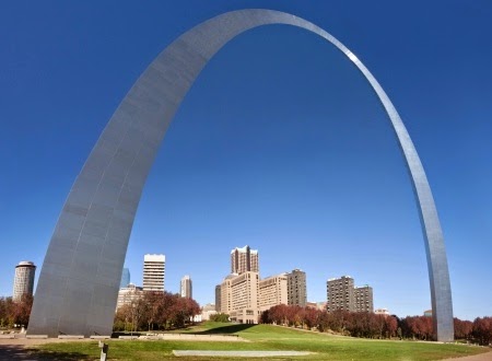 Gateway Arch towering over the Mississippi River