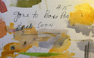 Artist’s studio overlooking oak trees on a rainy day