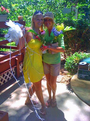 Wedding table centerpiece crafted by Vicki and Katie